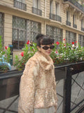 Autumn And Winter New Temperament Collar Short-Term Warm Long-Sleeved Fur Coat