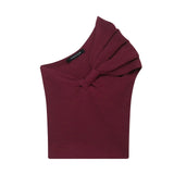Women's Knitted Top 2025 Spring Sexy Shoulder Folded Body Short