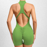 Hollow Backless Scrunch Butt Sport Jumpsuit Short Woman One Piece Gym Outfit Sleeveless Zipper Fitness Overalls Yoga