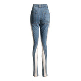Zingj Niche Design Sense Mesh Gauze Pants 2024 New Fashion Sexy Spiral Mesh Yarn Splicing Split
