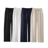 Straight Trousers 2025 Spring And Summer Tice With Tight High Waist Leisure Loose Broad Legs Trousers