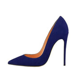toe 10cm 12cm stiletto heels dress pumps shallow slip-on Tibetan blue banquet work concise women shoes RM002