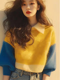 Autumn Niche Design Yellow Horse Hair Color Sweater 2025 New Lazy Wind Gentle Sweet Knitted