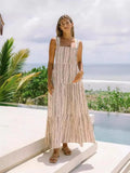 Zingj Years Fresh And Sweet Wind Spring And Summer Striped Print One Word Tie Dress