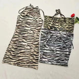 Zebra-stripe Women's Sexy Dress Slim Sexy Sleeveless Bodycon Dress Korean