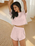 Spring And Summer Knitted Striped Pajamas Loose Short-Sleeved Shorts Set Fashion Outside Wearing Home Clothes