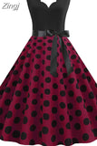 Dot Summer Dress Women Pinup Elegant Vintage Party Dress Casual Office Tank Sleevelss A Line