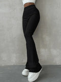 Stretchy Ribbed Flare Leg Pants- Outfit