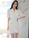 Han Queen Summer Professional Office Pencil Dress Women's Short Sleeve Sheath Dresses Simple Series Work Bodycon Vestidos