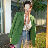 Women Spring Solid Color Elegant Blazer Jacket Office Lady Long Sleeve Outwear