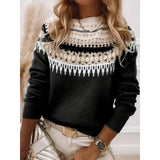 Hot New Sweater Women's Round Collar Color Loose Fashion Knitted Shirt Long