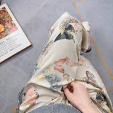High-End Cotton Pyjamas Ladies Summer Thin Artificial Silk Home Leisure Long Trousers Straight Can Be Worn