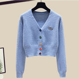Zingj Summer Fashion Suit Female Net Red New Short Sweater Sweater With Sweatpants Casual Two Sets-Outfit