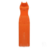 New Bodycon Long Bandage Dress Tassel Bodycon Women Party Club Celebrity Evening Summer Autumn