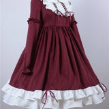 Japanese Kawaii Sweet Lolita Dresses Peter Pan Collar Ruffles Vestido Mujer Bowknot Patchwork Princess Party Femme