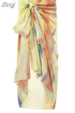 Tie Dye Pareo Wrap Skirt Woman Print Summer Beach Skirt Women High Waist Midi Skirt Woman Fashion Streetwear Women's