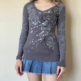 Indie Fairy Grunge Crop Top 90s Vintage Graphic Print Long Sleeve Women Crop Top Harajuku Autumn Spring Female Tees