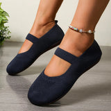 Women's Shoes Flying Breathable Single Shoes Women's Knitted Mesh Large Flat Four Seasons Working Shoes Boat