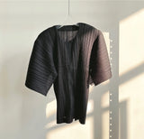 Folds 2025 Slim Slim Sleeve Coat Loose Temperament Folded Zipper Short-Sleeved T-Shirt