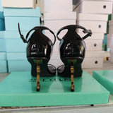 Zingj Photo Picture High Heel Sandals Female 2023 New Fashion Metal With Square Head Buckle Sexy One-Outfit