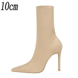 New Socks Boots Fashion Ankle Boots For Women Boots Balck Pointed Toe Elastic Heels Shoes Fetish Autumn Winter Female