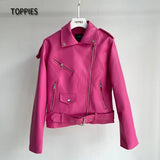2021 Leather Jacket Spring Autumn Women Faux Leather Coat Zipper Biker Coat Female Casual