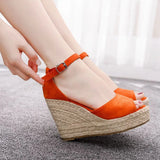 Cm Fish Mouth Water Table Heel Sandals Large-Size Sandals Bohimia Fish Mouth Sandals Hemp Rope Heel