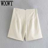 Women Solid Shorts High Waits Zipper Fly Shorts With Pockets Female Chic Casual Shorts Mujer Pantalon