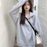Oversized Sweatshirts Women Autumn Winter 2022 Half Zip Up Pullover Casual Tops Polo Clothes Streetwear Sudaderas De