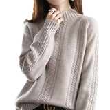 Zingj Semi-Turtleneck Sweater Women's Autumn Soft And Lazy Knit Jumper With Shoulder Thick Bottom Top-Outfit