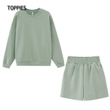 2021 Summer Shorts Set Woman Tracksuits Oversize Sweatshirts High Waist Shorts Female Two Piece