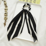 Bow Long Ribbon Hair Scrunchie Chiffon Floral Print Sweet Elastic Hair Band Ponytail Hair Scarf Hair Tie Hair