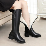 Women Long Boots 2021 New Genuine Leather Female Winter Boots Fashion Big Size 35-43 Wool Thick Snow Shoes