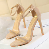 Zingj Fashion Simple Fine Heel High Heel Suede Open Toe With Sexy Nightclub High Heels Women's