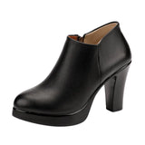 Single Shoes Women's Thick Heels 2023 Autumn And Winter New Style High-Heeled Shoes English Style Velvet Large-Size Leather