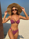 2025 Sexy Hollow Beads Solid-Colored Pit Split Swimsuit