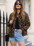 Women Leopard Print Wool Fleece Coat Long Sleeve O Neck Warm Female Jacket 2023 Autumn Fashion Lady Streetwear