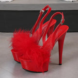 Zingj MAO Hair Hate Day High Nightclub Heel Stiletto 15CM Car Model Sandals Female Runway Steel