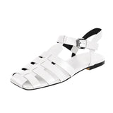 Onlymaker Brand Women's Flat Sandals Summer Casual Soft Genuine Leather Summer Roman Female Big Size Fashion