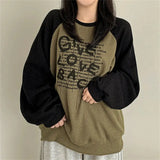 Vintage Raglan Long Sleeve Patchwork SweatshirtOutfit