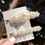 Handmade Pearls Hair Clips Pin For Women Fashion Geometric Flower Barrettes Headwear Girls Sweet Hairpins Hair
