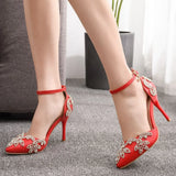 Solud Sandals Fine-Heeled Pointed Sandals White Pointed Shoes Women's High Heels