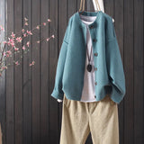 spring and autumn temperament casual loose new solid color long-sleeved knitted cardigan women's all-match