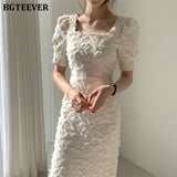 Vintage Square Collar Tassel Women Dress Elegant Short Sleeve Backless Female Mermaid Dress 2020 Party Vestidos