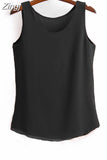 Korean Fashion Blouses Women White O-Neck Sleeveless Chiffon Vest Woman Tops Female Shirts 3XL Basic Solid Women