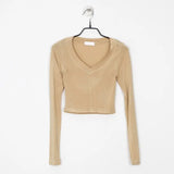 Slim High Quality Plain T Shirt Women Cotton Elastic Summer Female Crop Top Long Sleeve Sexy Thin T-shirt See