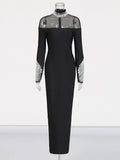 Spring 2025 New Fashion Sexy Round-Neck Mesh Splicing Diamond Design Feeling Waist Display Lanky