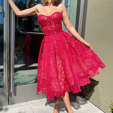 Women Off Shoulder Chest Wrap Waisted Mini Dress Fashion Backless Sleeveless Lace A-Line Dress Sweet Sexy Banquet Party Dresses 211-1-Outfit