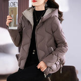 Cotton-Padded Clothes Women Short Style 2024 New Bright Face Fashion Foreign Style Show Thin Thin Hooded Cotton-Padded Jacket Women Cotton-Padded Jacket Coat-Outfit