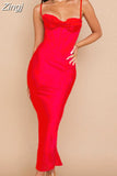 Women Maxi Bodycon Dress 2023 New Arrivals Lined Pink Spaghetti Strap Dress Sexy Celebrity Club Night Party
